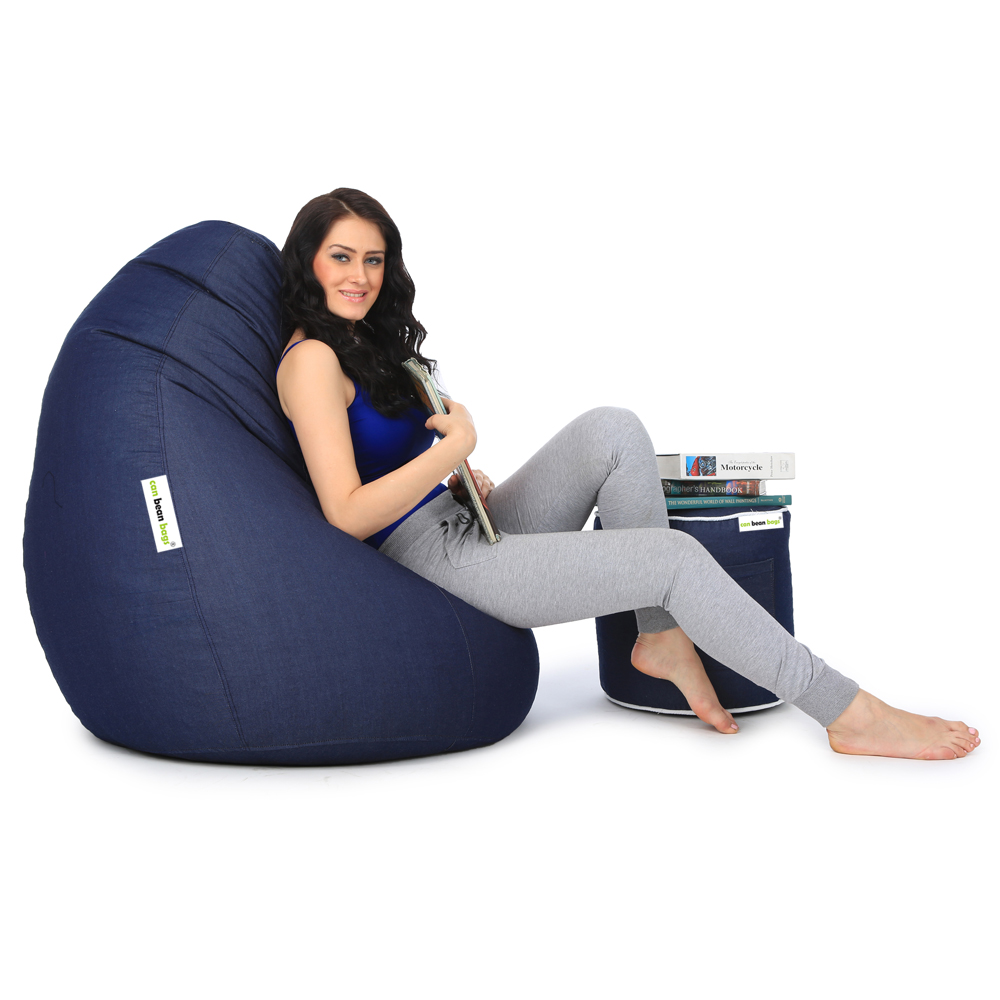 Can bean bags Classic XXXL Denim Bean Bag With Footstool
